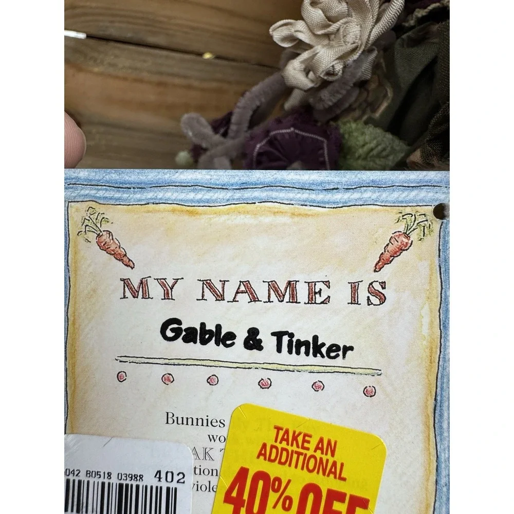 Bunnies By The Bay‎ GABLE & TINKER Bunny Rabbit Plush W/ Stand & Tag 16